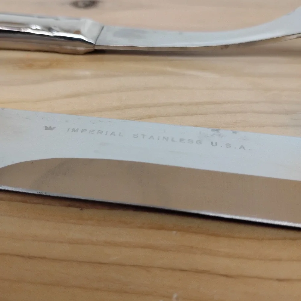 Imperial Stainless Steel USA Carving Set Fork & Knife Rosedale Flower Scroll MCM